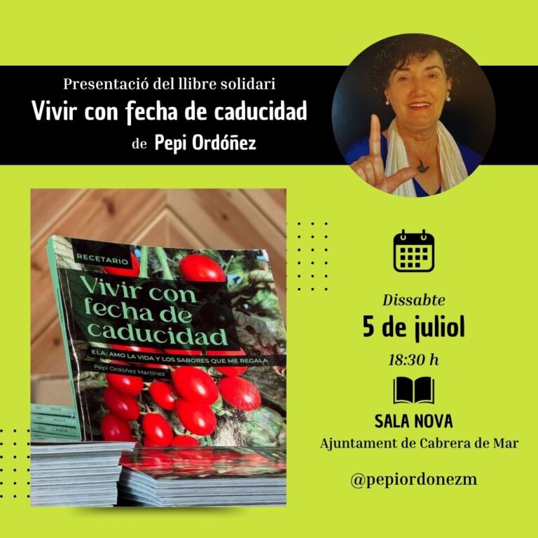 Éxito de la presentación del libro solidario “Vivir con fecha de caducidad” de Pepi Ordóñez en Cabrera de Mar